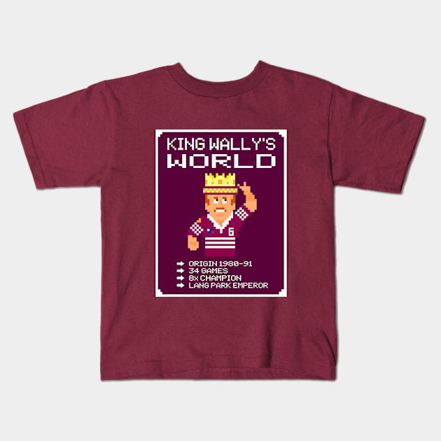 OG FOOTY - QLD State of Origin - Wally Lewis - KING WALLY'S WORLD Kids T-Shirt by OG Ballers